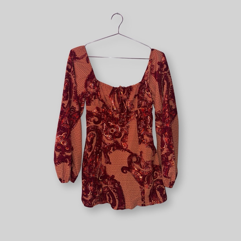 Urban Outfitters Red and Orange Paisley Mini Dress